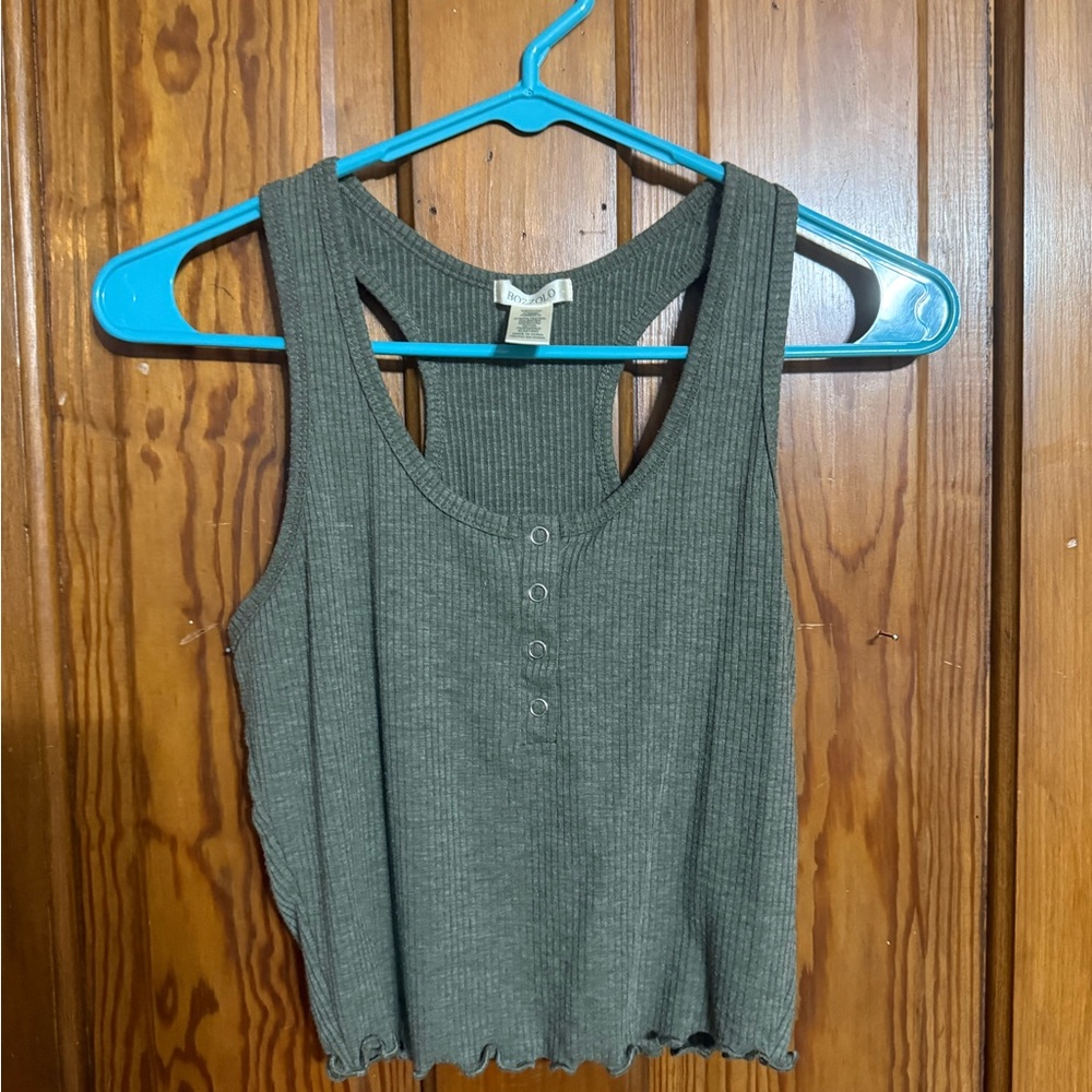 Bozzolo Olive Ribbed Tank Top